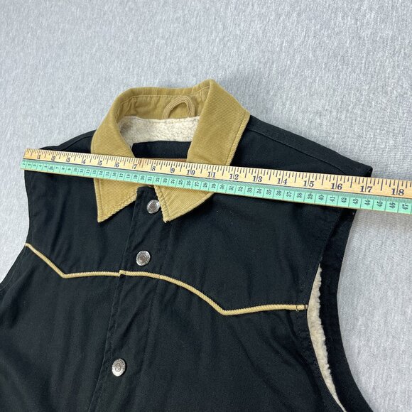 Powder River Outfitters Vest Mens M Black Western Canvas Sherpa Lined Panhandle - Picture 9 of 11